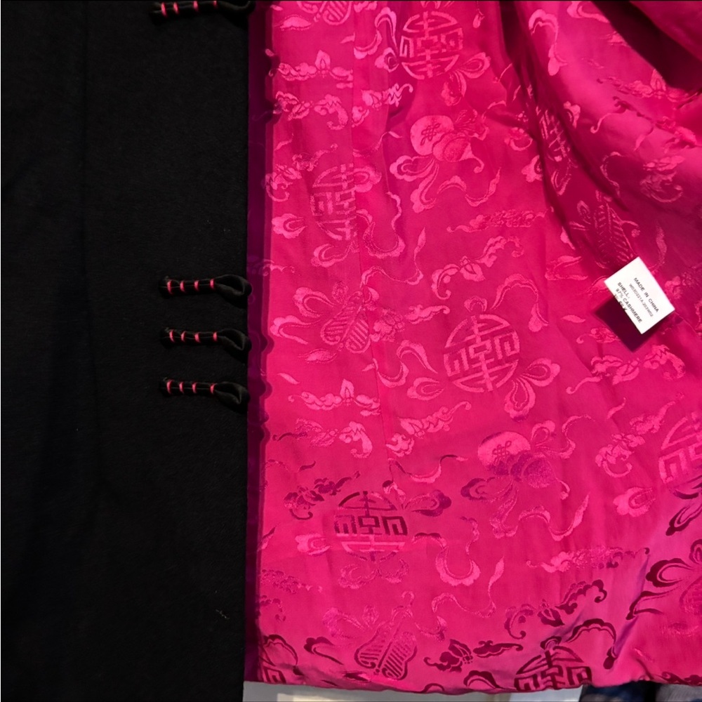 Vintage Asian Floral Embroidered Cashmere Silk Mandarin Jacket Frog Clotures - Picture 6 of 11
